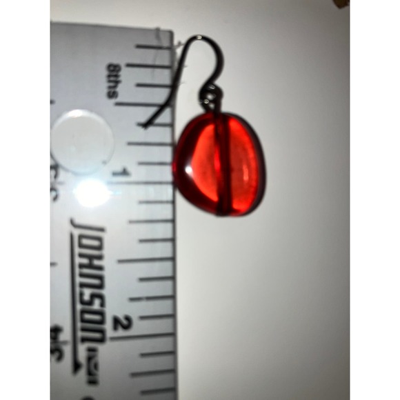 Red Transparent Beaded Gun Metal Gray Chain Necklace & Earrings! - Picture 12 of 14